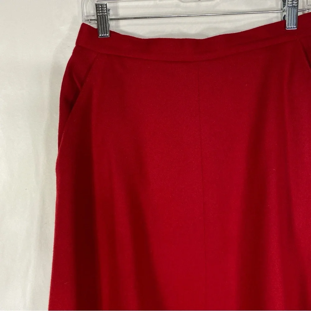 Koret Petites Vintage Red 100% Wool A-Lined Skirt w/Pockets